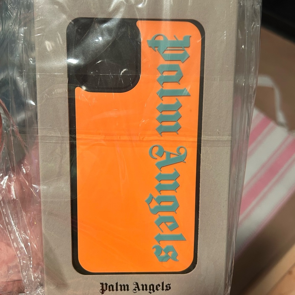 Palm Angels Orange Smartphone Case with Gothic Text